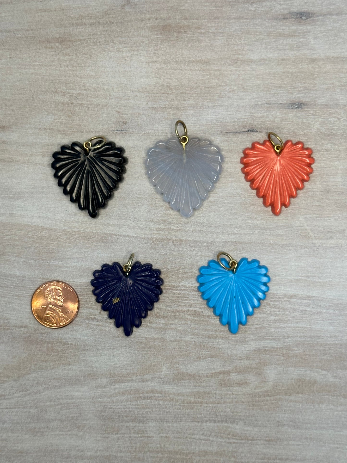 Gemstone Fluted Heart Charm