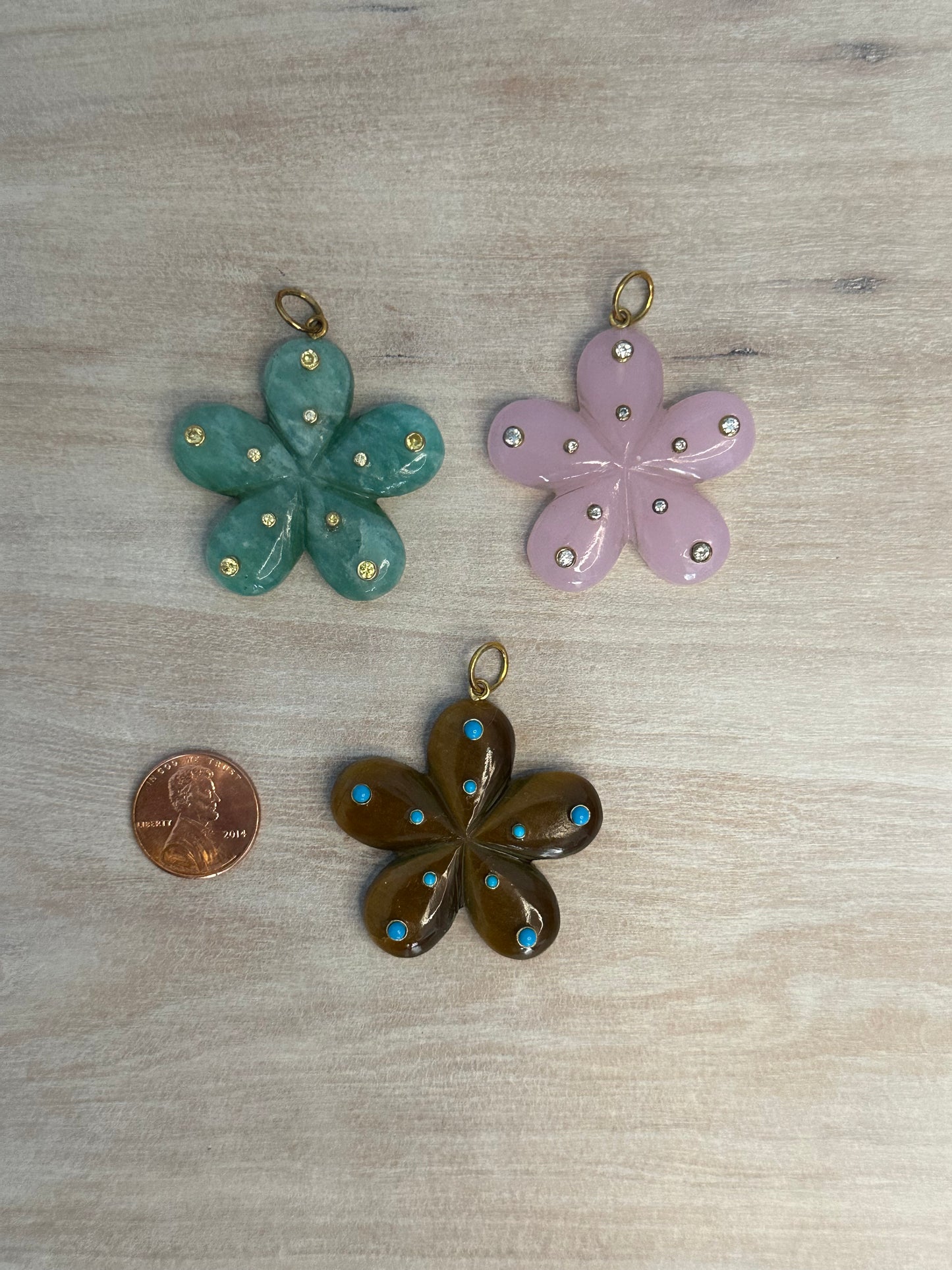 Gemstone Flower Charm