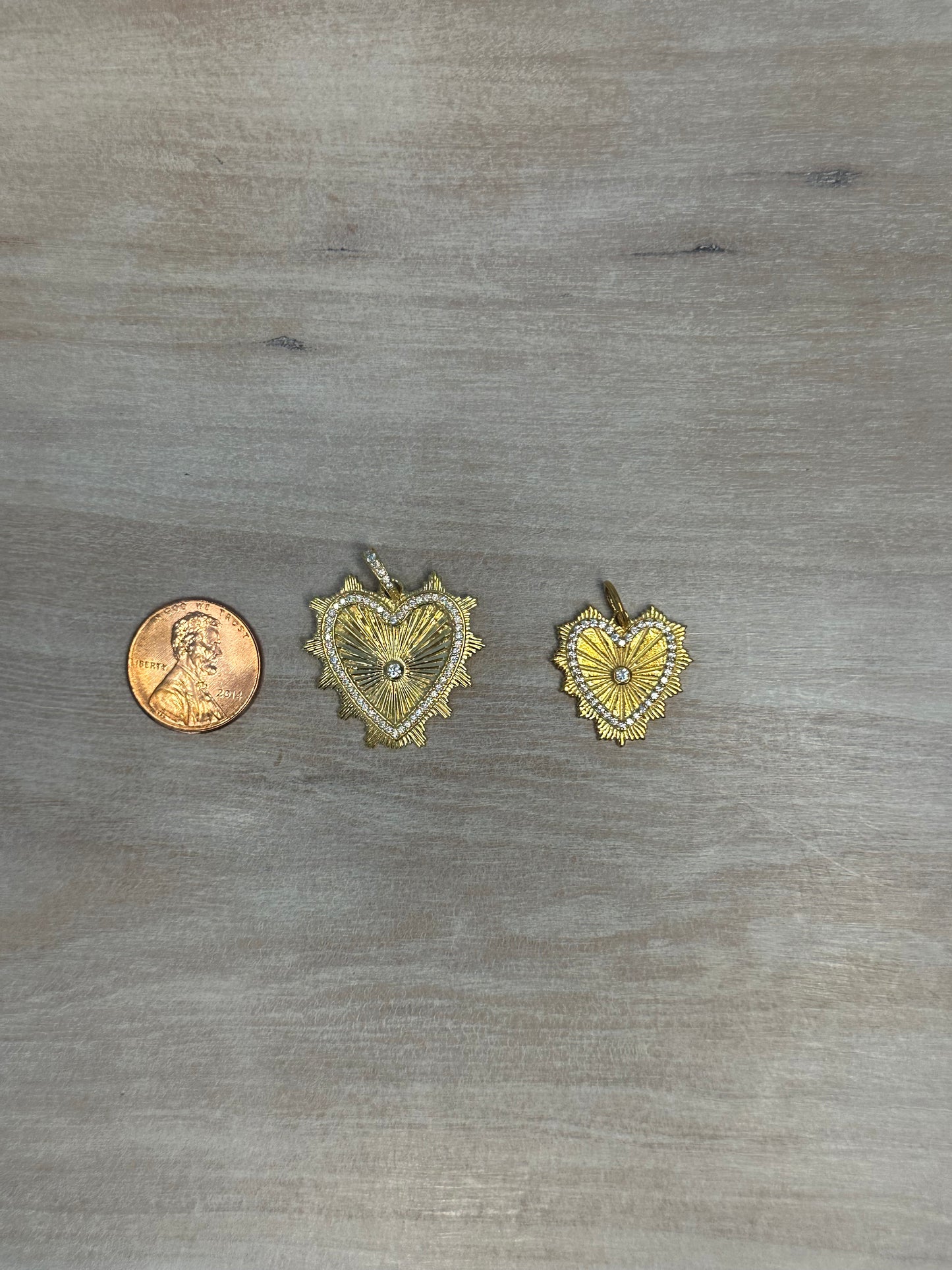 Gold Pave Heart Charm