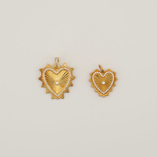 Gold Pave Heart Charm