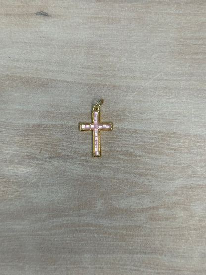 Pink Opal Cross Charm