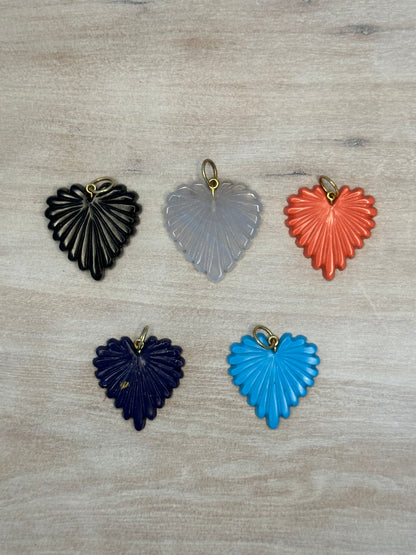 Gemstone Fluted Heart Charm