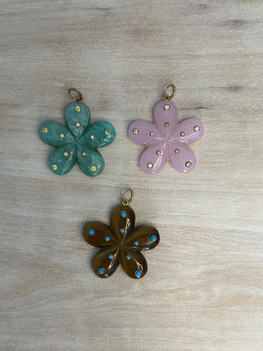Gemstone Flower Charm