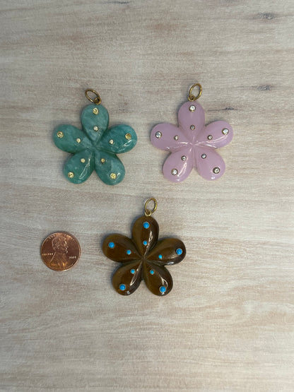 Gemstone Flower Charm